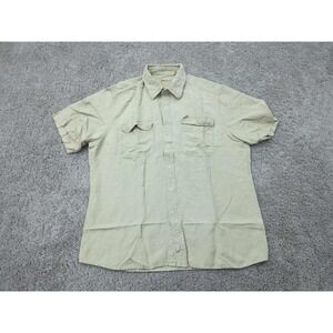 Natural‎ Blue by Visitor Button Up Shirt Mens XL Short Sleeve 55% Linen Casual